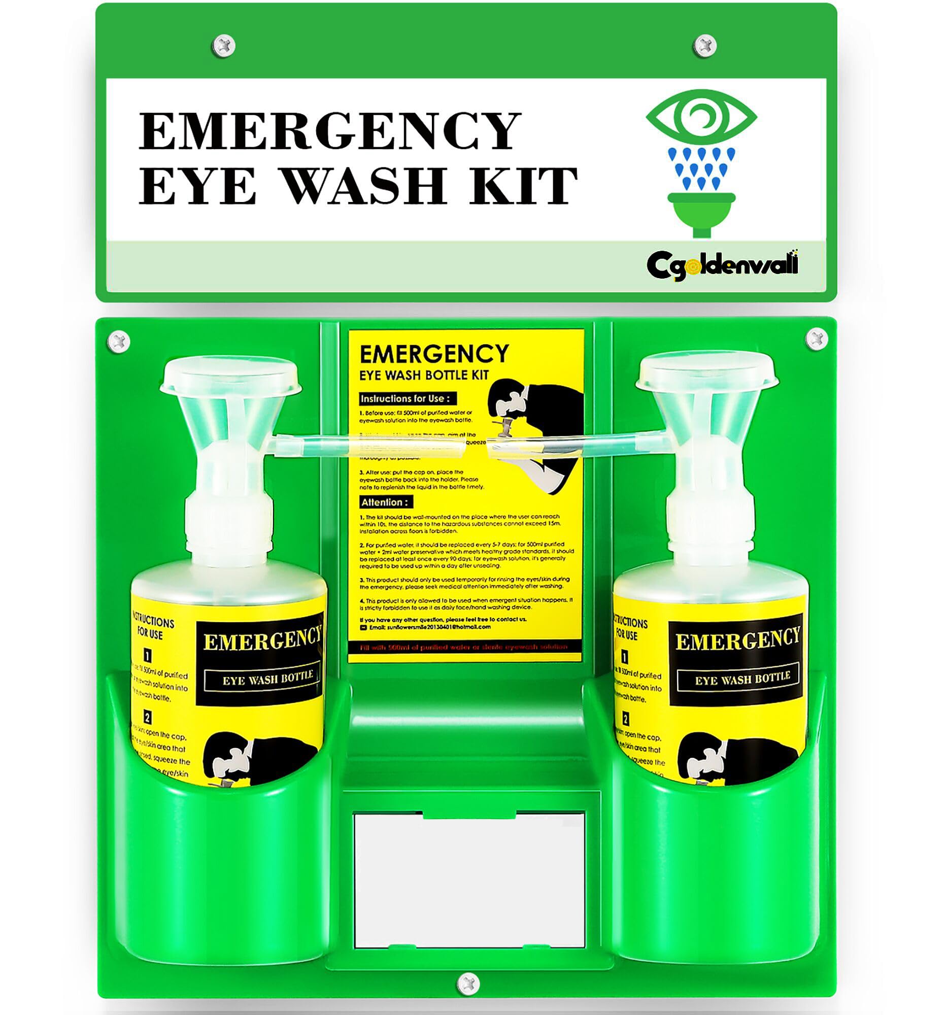 CGOLDENWALL Eye Wash Station Portable Eye Wash Kit For Emergency, Wall Mounted Eyewash Station