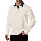 Herberton Men Pique Long Sleeve Polo Casual Business Doberman Embroidery Color Block Collared Shirt (S-XXL)
