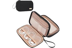 NISHEL Travel Cord Organizer Case, Double Layers Tech Electronic Bag, Essentials for Charger, Cable, Phone, Flash drive, Black