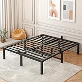 FUIOBYVV Queen Bed Frame, 14 Inch Heavy Duty Metal Platform Bed Frame Queen Size Support Up to 3500 lbs, No Box Spring Needed,Headboard Holes,Steel Slat Support,Noise Free,Easy Assembly