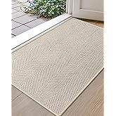 Color&Geometry Extremely White Beige Ultra Thin Indoor Door Mat 24"x36", Machine Washable Front Door Mat Non Slip, Low Profile Entrance Mat Indoor, Absorbent Carpet for Inside, Entry, Entryway (FOLD)
