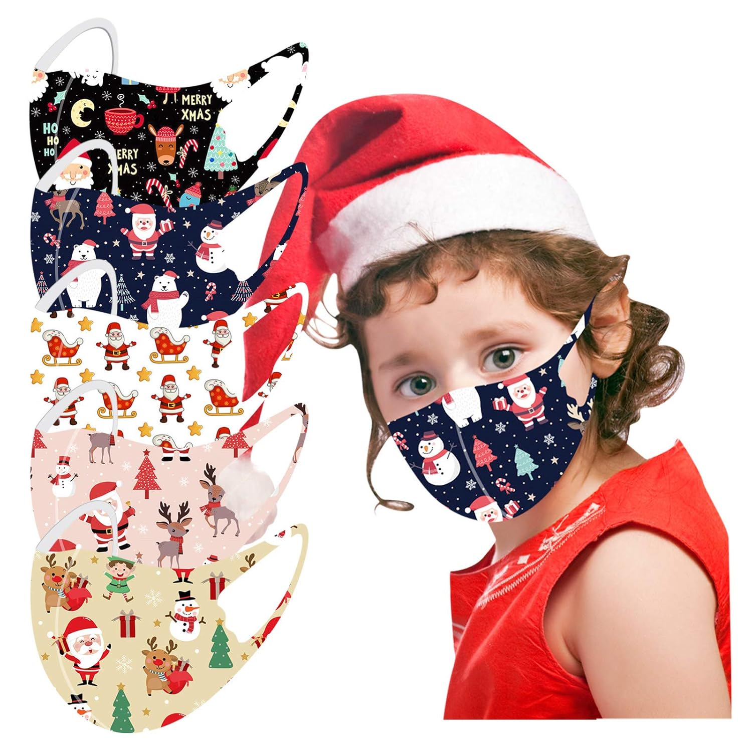 Kids Face Mask, [US Stock] 5 PC Halloween Printed Face Masks Washable