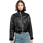 LY VAREY LIN Winter Women Faux Lamb Fur Leather Short Jacket Lapel Zipper Bomber Aviator Coat