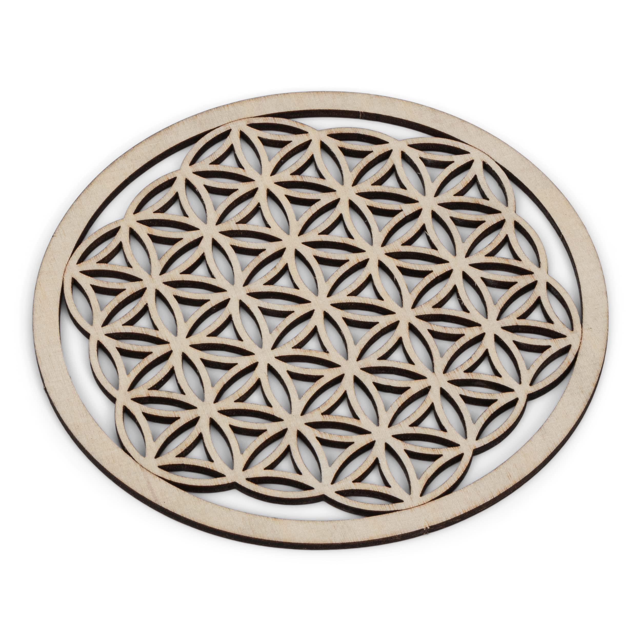 Nklaus Ø12 cm Flower of Life candle holder 3mm birch plywood coaster round 3849
