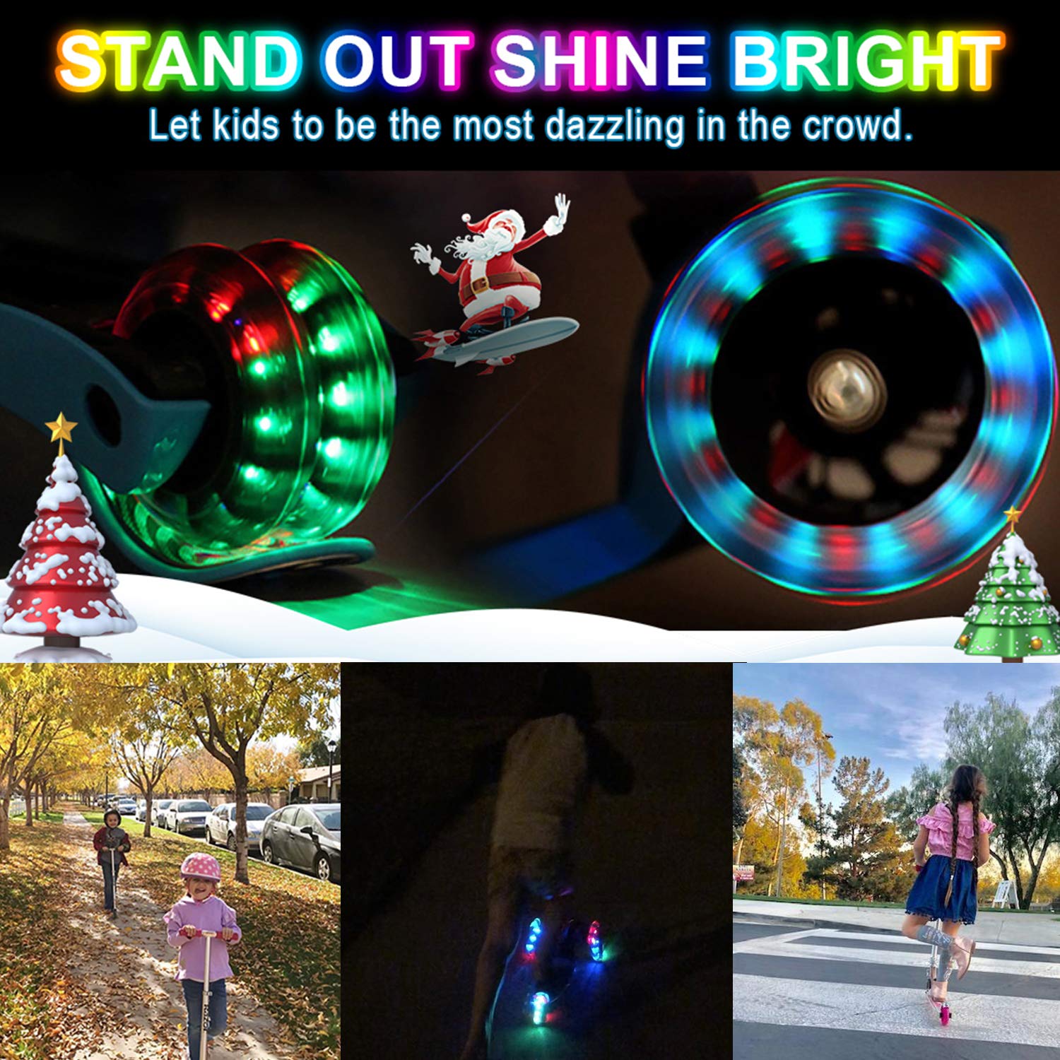 Light Up 100mm Scooter Parts - Bright Kick Scooter Replacement Pair - Smooth Bearing Installed