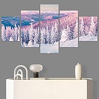 SIGNWIN 5 Panel Canvas Wall Art Modern Art Forest Multicolor Photography Relax/Calm Romantics Scenic for Home Decorations Ready to Hang - 60