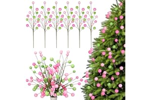 XunYee 6 Pcs Christmas Ball Pick 17 Inch Pink Green Christmas Tree Decoration Pink Green Glitter Decoration for Home Office Family Holiday Party