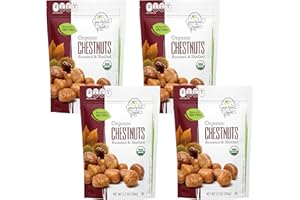 Organic Whole Peeled Roasted Chestnuts 5.3 oz - 4 Pack | Chestnuts Peeled and Ready to Eat | Healthy Guilt-Free Snack | Rich in Fiber, Antioxidants, Vitamins | All Natural, Gluten Free, Vegan | Gourmet Grove (Pack of 4)