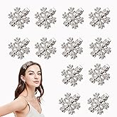 12 Pcs Snowflake Hair Clips, Christmas Sparkly Hair Clips, Rhinestone Pearl Hair Clip, Snowflake Hair Accessories, Small Silver Metal Hair Barrettes for Women Girls