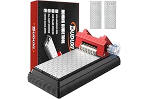 DUDUXI Honing Guide with Whetstone for Woodworking,Center Upgraded Honing Tool and Diamond Chisel Sharpening Stone Set Kit for Knife, Short Chisels and Planes, Fine/Coarse Plate, 400/1000/Grit