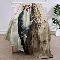 VANZEV Red-Headed Woodpecker Blanket, Vintage Bird