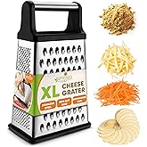 Spring Chef Professional Cheese Grater - Stainless Steel, XL Size, 4 Sides - Perfect Box Grater for Parmesan Cheese, Vegetabl