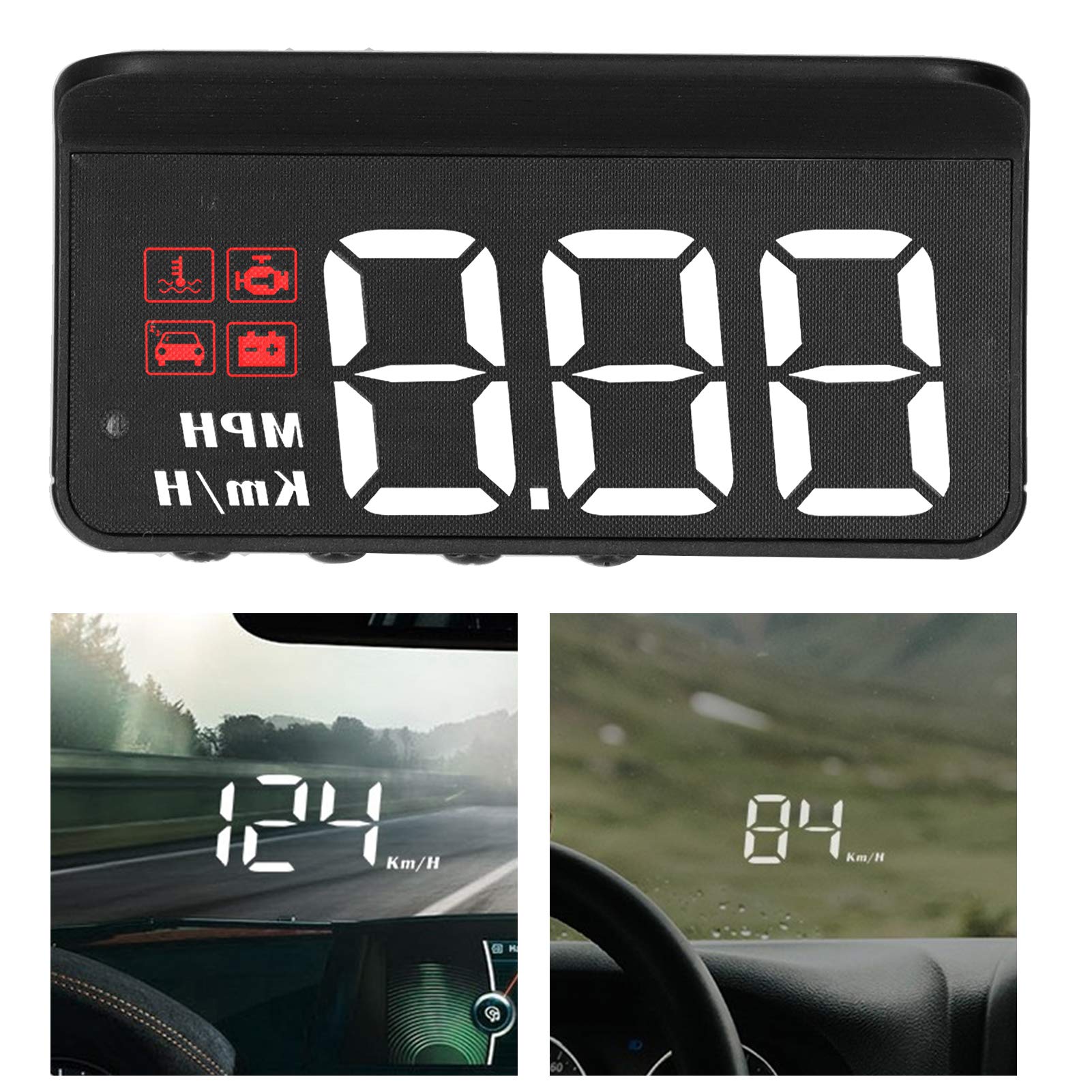 Tachimetro Con Allarmi Sicurezza CGEAMDY Huds Universale Per Auto Head Up Display, Display-Head-Up Proietta Velocità Giri Motore Temperatura