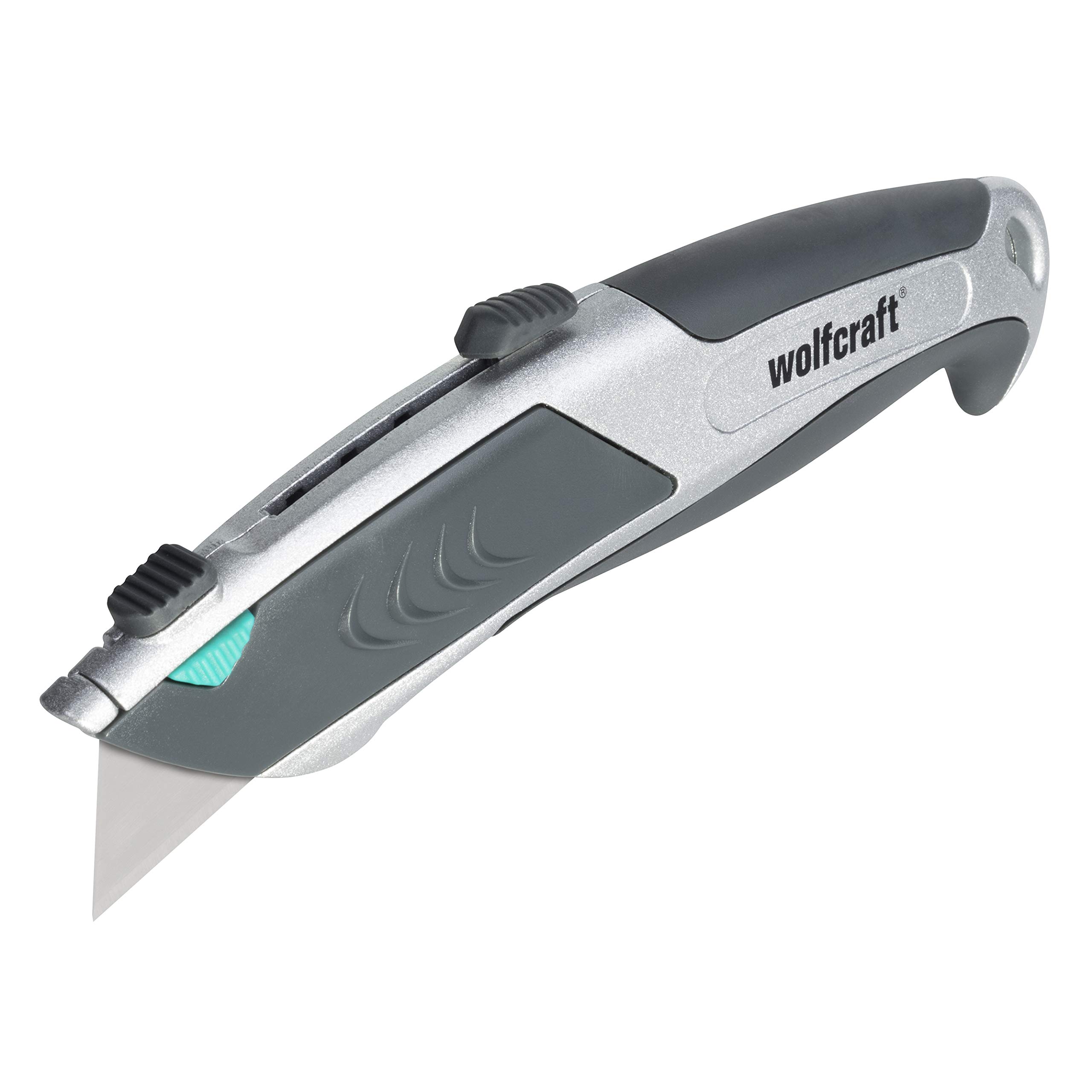 wolfcraft Professional “Auto-Load” Trapezium Blade Knife I 4320000 I Professional Knife for Continuous use