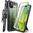SupCase Unicorn Beetle Pro Case for iPhone 14 / iPhone 13 6.1", Built-in Screen Protector & Kickstand & Belt-Clip Heavy Duty Rugged Case (Guldan) Green