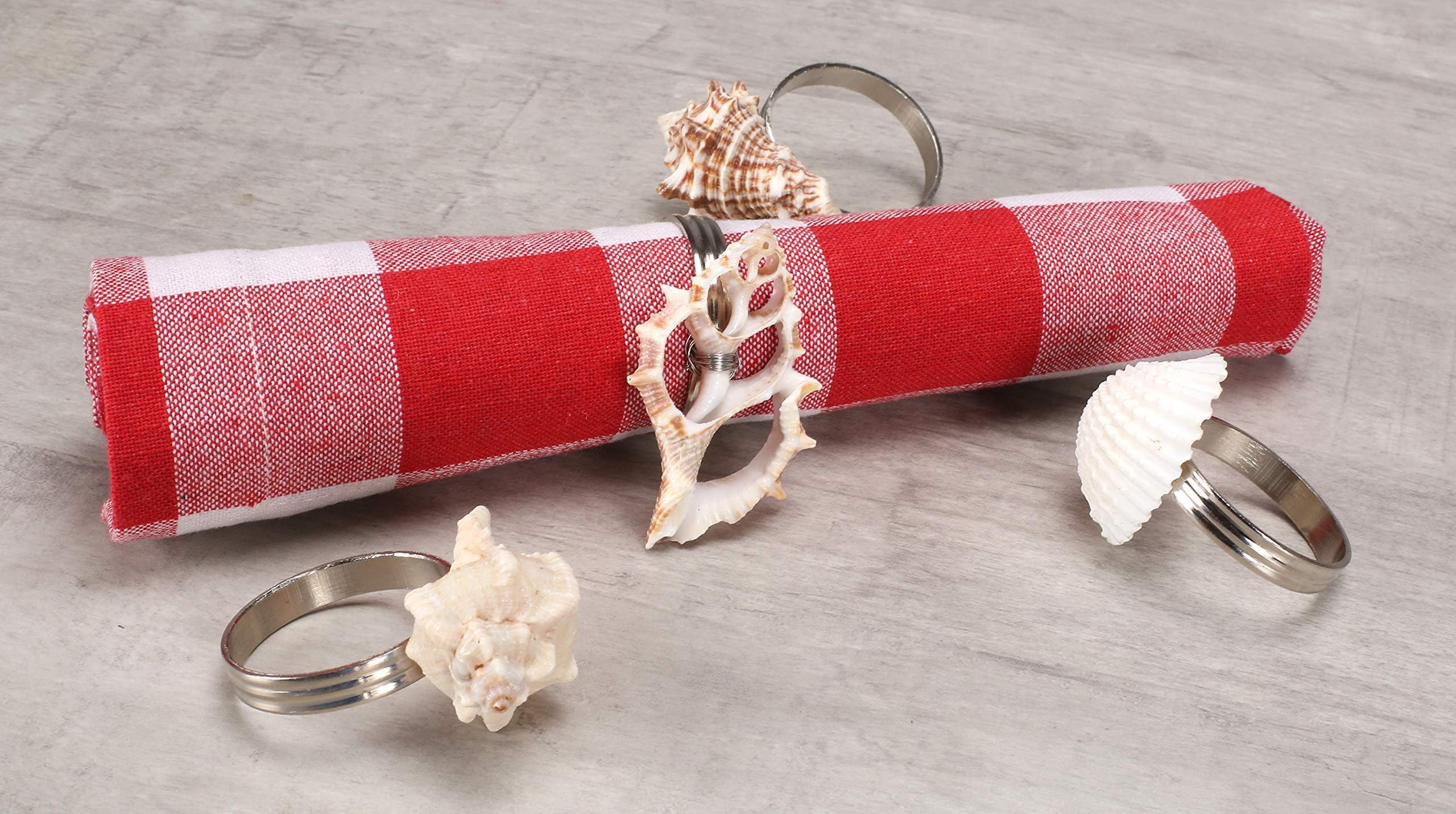 Spring Season Napkin Ring Coastal Napkin Rings Set of 4, Seashell Napkin Holders, Easter Napkin Rings Bulk for Party Decoration, Dinning Table, Everyday, Family Gatherings - A great Tabletop Décor