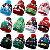 Geyoga 12 Pcs LED Christmas Sweater Hat Light up Xmas Beanie Knitted Cap Unisex Winter Hat, Lovely Style