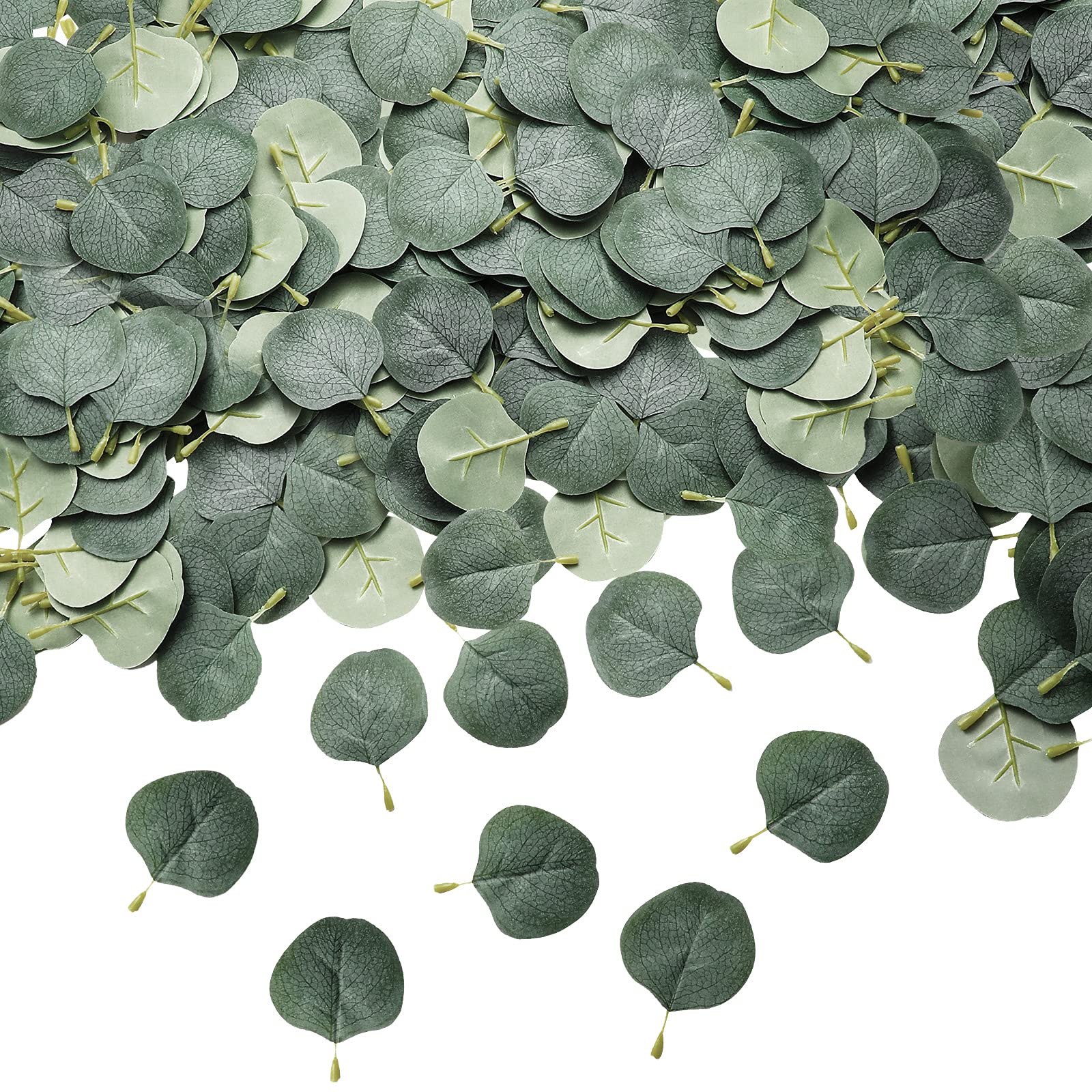 WILLBOND 400 Pieces Eucalyptus Leaves Artificial Eucalyptus Petals Fake Leaves for DIY Wedding Bouquet Party Garden Cake Table Decoration (Green)