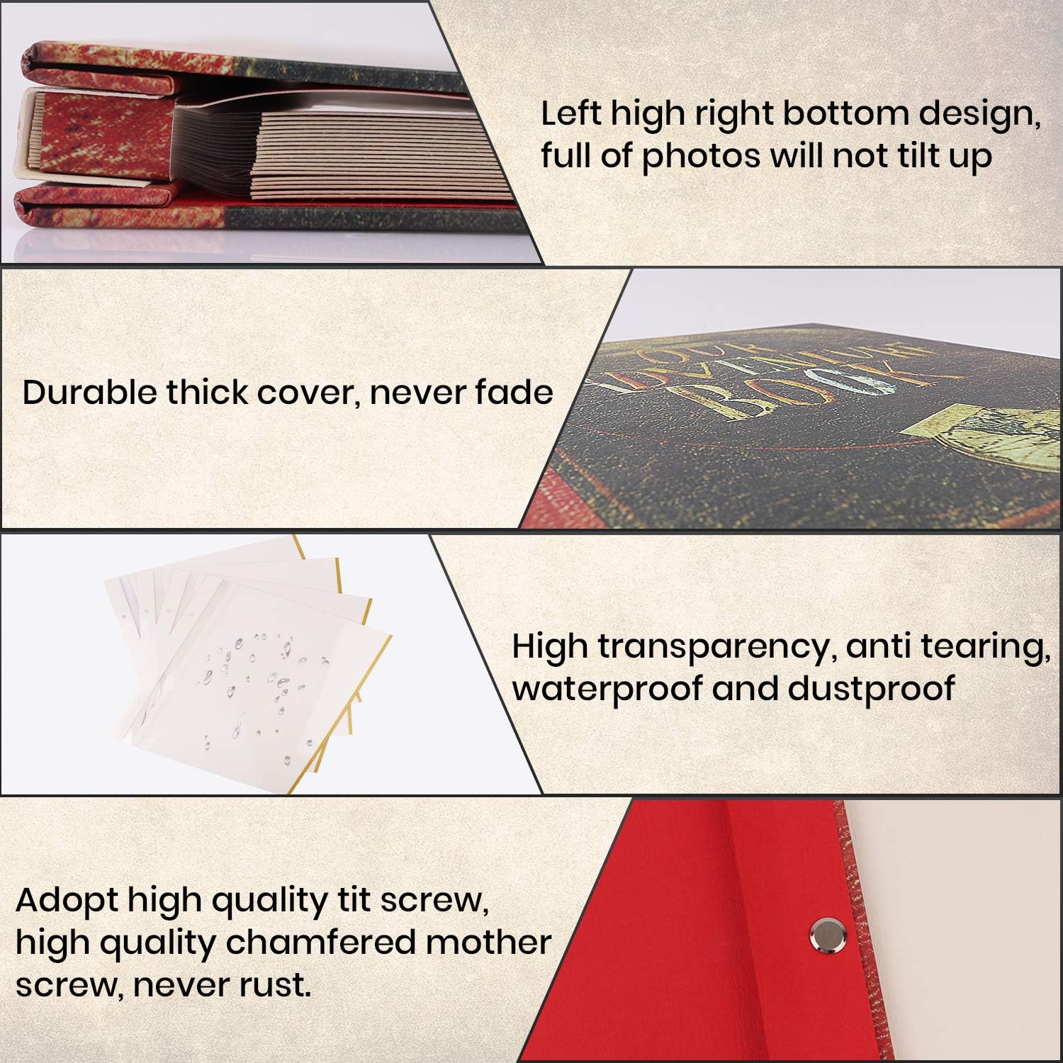 Magnetic Self-Stick Page Photo Album, Our Adventure Book Handmade DIY Albums for Wedding Anniversary Family Holds 3X5, 4X6 - Image 4