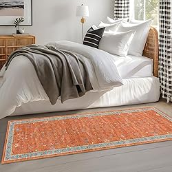 Washable 2x6 Terracotta Hallway Runner Rug, Boho