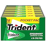 Trident Spearmint Sugar Free Gum, 6 Pocket Packs of