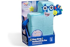 Hand2mind Sing-Along Numberblock Five, Plush Singing and Light Up Musical Toy, Interactive Stuffed Animal Figure, Cartoon Cha