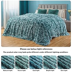 GONAAP Fuzzy Faux Fur Throw Blanket Frosty Green