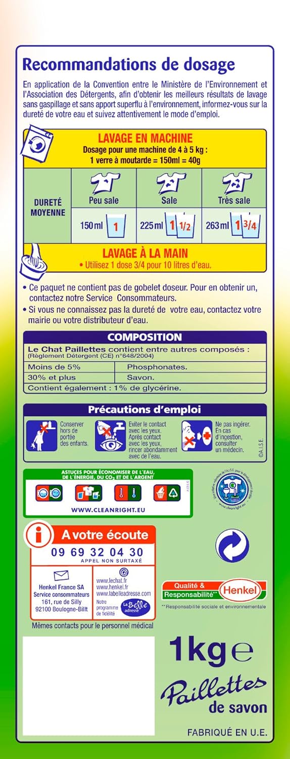 Le Chat Paillette Savon De Ménage Pack 1 Kg 25 Lavages