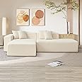 BAMOOLI 105" Modern L-Shape Sectional Sofa With Chaise Lounge, Comfy Lambswool Fabric Corner Sofa, 4 Seater for Living Room, Bedroom, Apartment, Beige