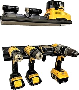 BEHR-ENGR Thick Plastic Power Tool Organizer - Wall Mountable, Drill Storage, Charging Station Shelf (Drill Rack w/Shelf)