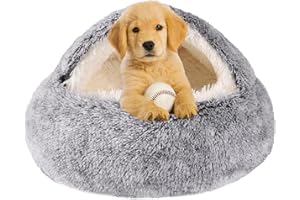 WGOOGW Dog Beds for Small Dogs, Cat Bed Cave, Washable Cute Cat Bed, Cozy Nook Pet Bed for Dogs or Cats, Anti-Slip Puppy Bed Fits up to 22 lbs Pets(Grey, 24" x 24")
