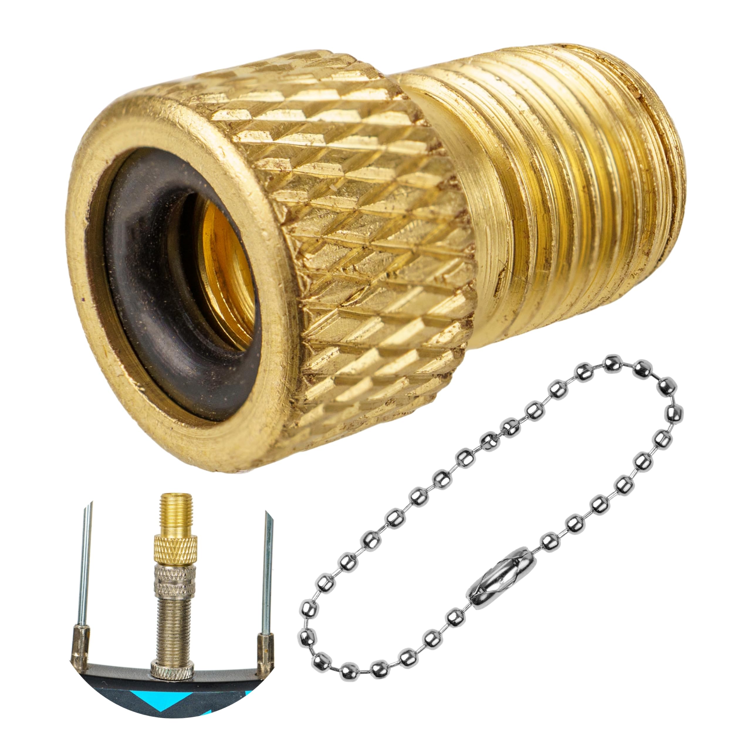 Bicycle valve adaptor, 1 piece, for flash and Presta valve to car valve, DV and SV to AV, air pump adaptor for floor pump, hand pump, tube valve, Dunlop valve insert, Schrader valve attachment