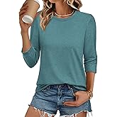 ATHMILE Womens 3/4 Sleeve Blouse Summer Tops Fall Shirt Fashion Blouses Beach Vacation Clothes Spring Tunic 2026 Trendy