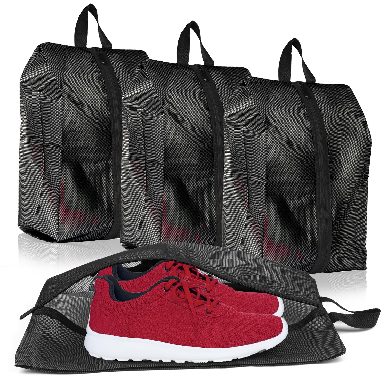 Photo 1 of Shoe Bags for Travel, Set of 4 Pack Shoe Travel Bags for Packing, Large Waterproof Portable Travel Shoe Bag with Zipper Travel Gym Soccer Sneaker Golf Dance Essentials for Women and Men
