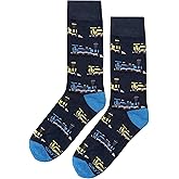 SockFly Steam Engine Train Dress Socks Funny Novelty Crazy Fun Design Men Size 8-12 Cotton Casual Crew Colorful Funky Fancy Socks Gift for Men