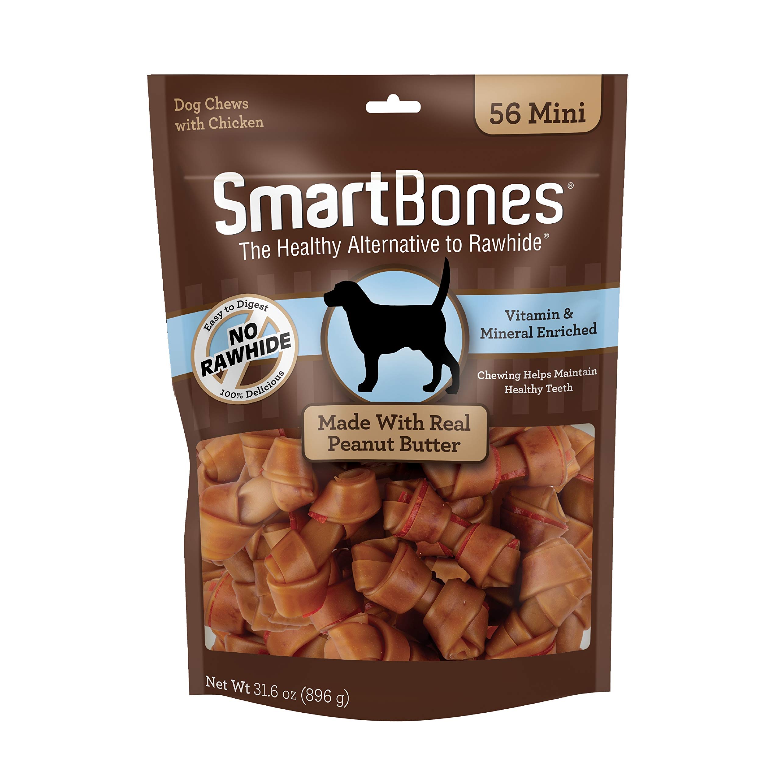 Photo 1 of ***** EXP 08/12/2028**** SmartBones Mini Bones With Real Peanut Butter 56 Count, Rawhide-Free Chews For Dogs