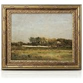 Gold Framed Wall Art, Pastoral Landscape Artwork for Walls, 13x16 Inch