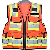 AdirPro Surveyor Safety Vest with Pockets - High visibility Reflective Construction Vest