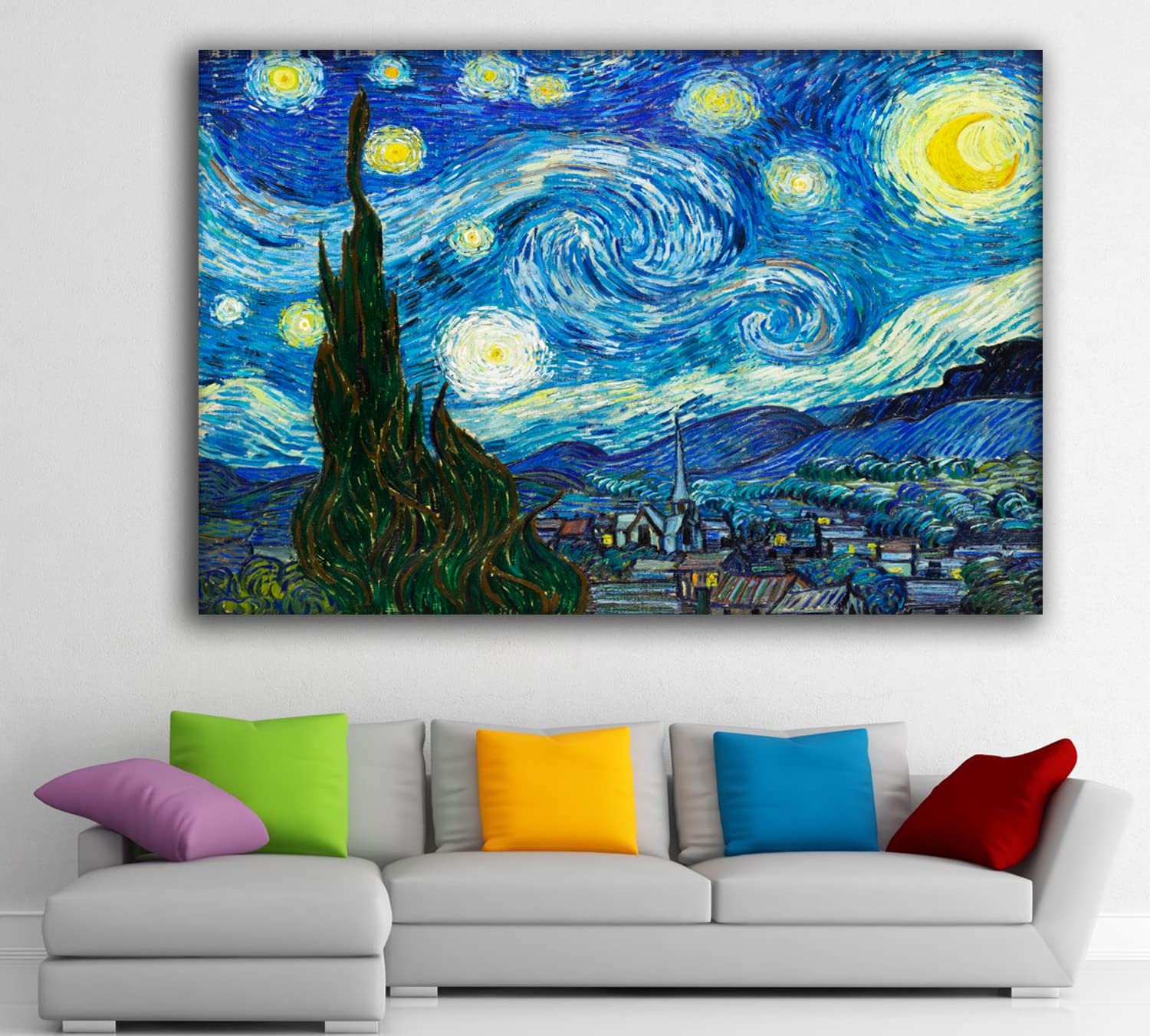 artunited Van Gogh - Starry Night Canvas Painting (Framed, 20x30)