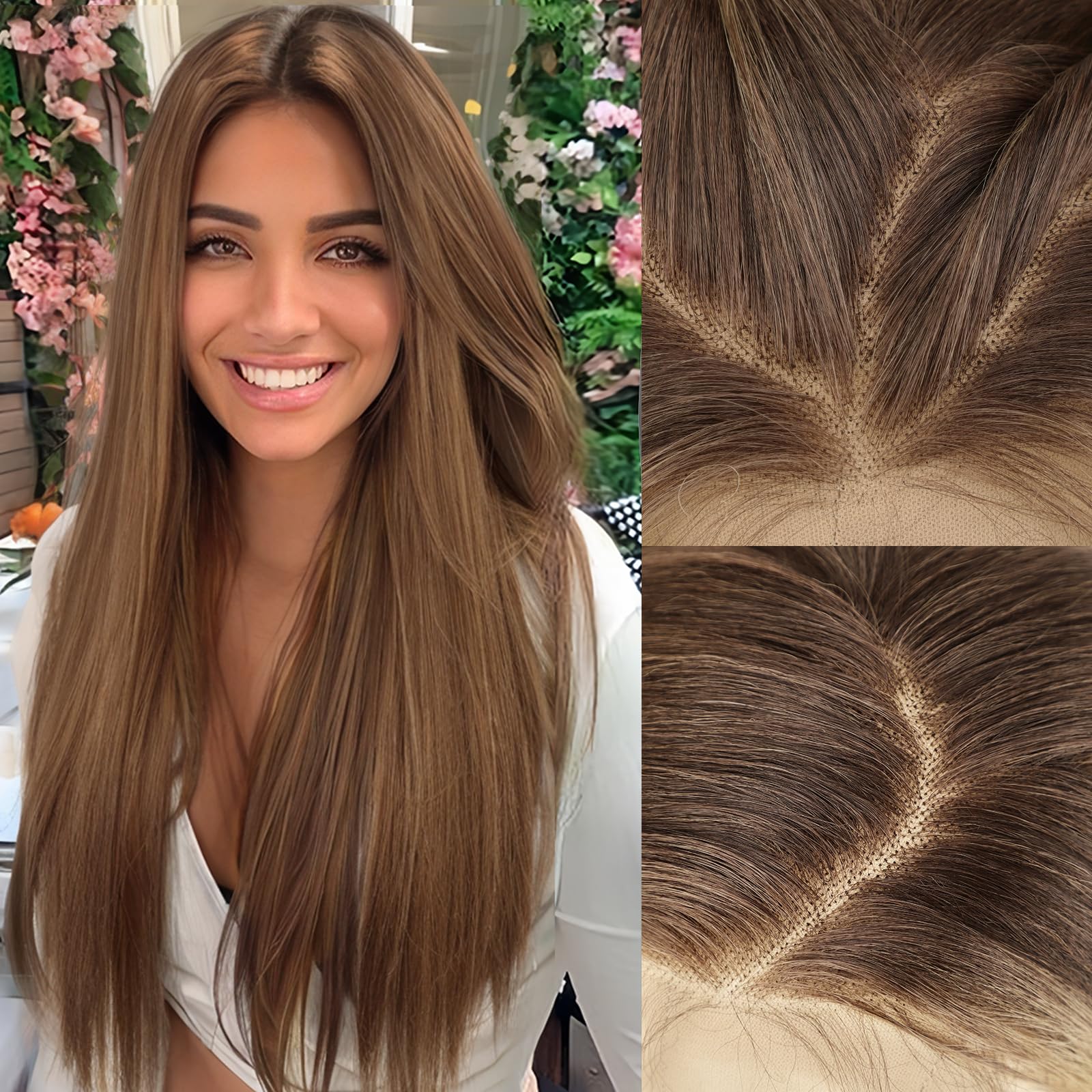 Photo 1 of AISI HAIR 13x4 HD Lace Front Wig Light brown Pre Plucked With Baby Hair Straight Glueless Synthetic Wigs for Women 28inch Beginner Friendly