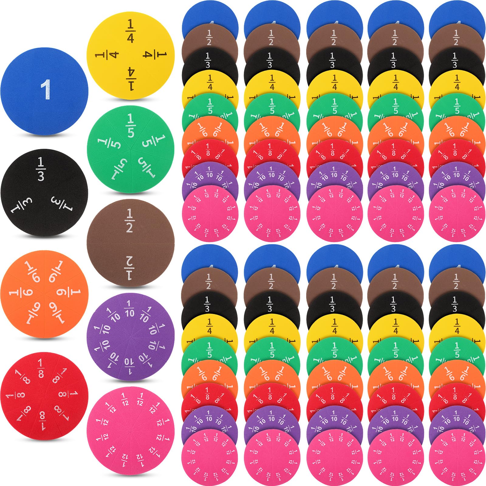 Photo 1 of Sayglossy 10 Sets Fraction Set for Math Classroom Fractions Manipulatives Math Manipulatives for Home School Supplies (Circles)