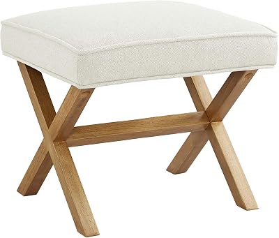 Amazon Basics Modern Padded Upholstered Square Ottoman Ivory 50.8 cm
