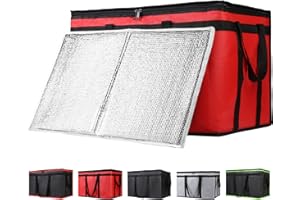 CIVJET Insulated Food Delivery Bag with Hard Bottom, XXX-Large Insulated Reusable Grocery Cooler/Hot Bags, Tote Bag for Shopping/Travel/Doordash, Red, 1-Pack