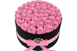 PRIFROTI 47 Roses in a Luxury Suede Box, Preserved Flowers for Women, Mothers Day Flowers for Mom, Light Pink