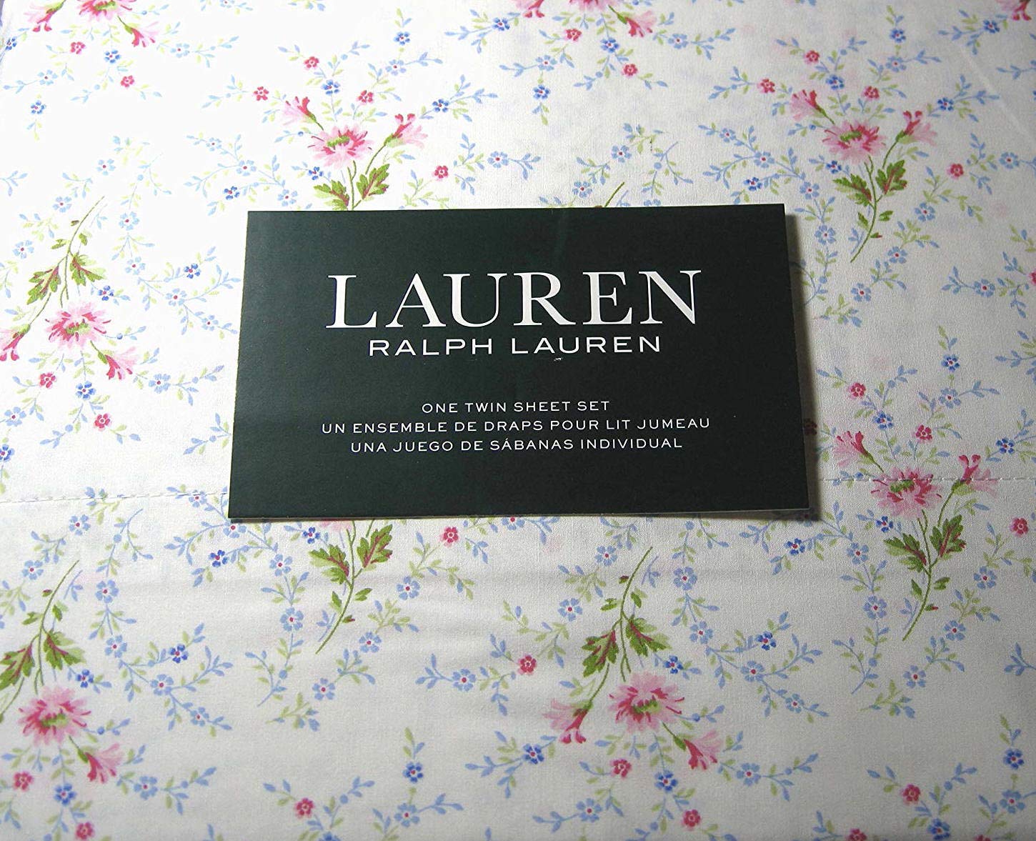 Lauren Twin Size Floral Sheet Set Cotton Multi Color