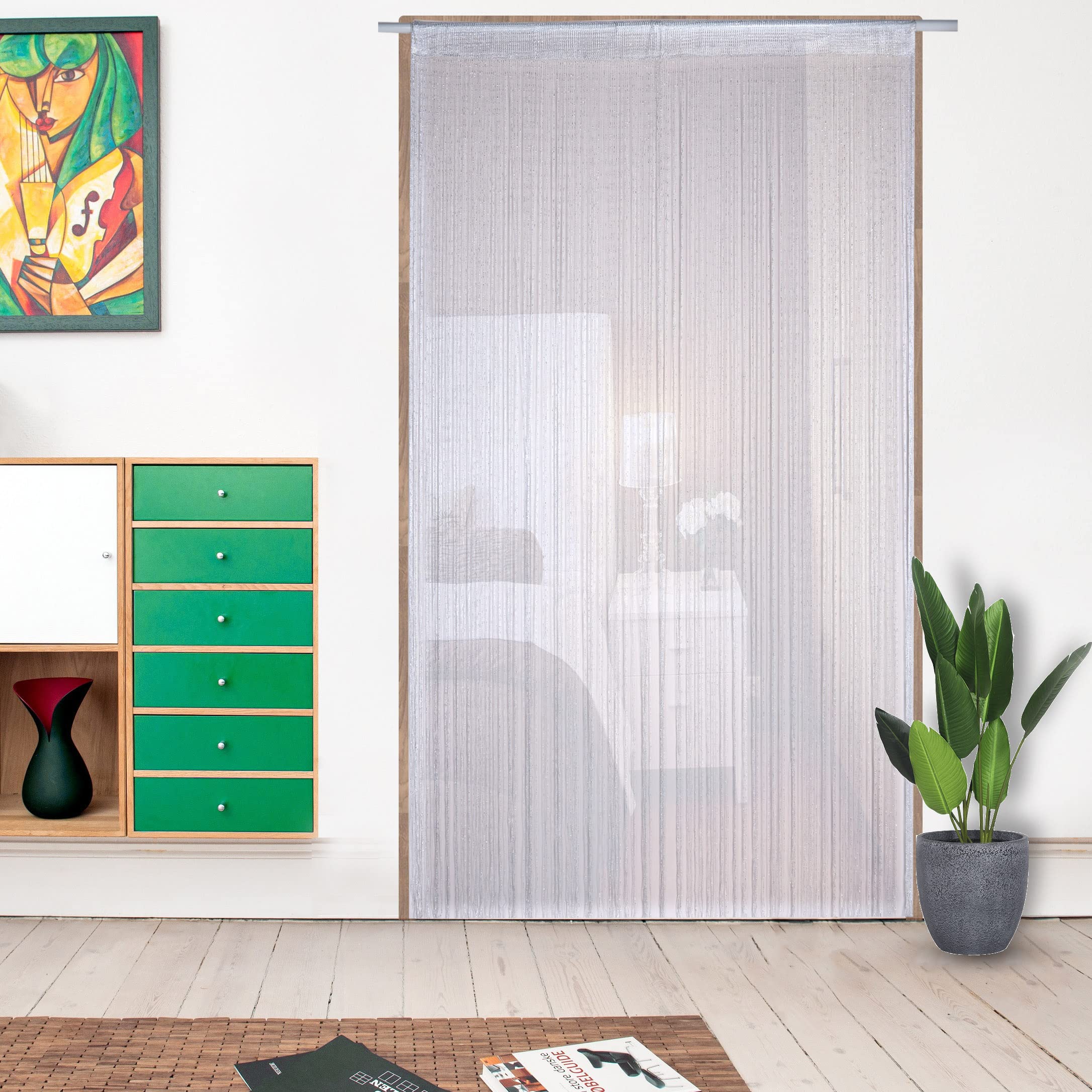 Vagasi 2 Pack Beaded Curtains String 100x200 cm Beaded Curtains for Doorways Tassel Glitter String Curtains Room Dividers Curtain Hippie Room Décor for Living Room, Bedroom, Closet, Party