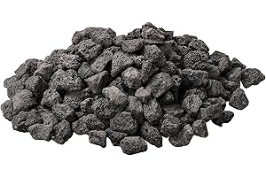 IwoodUS 10lb 0.8-1.2 Inch Small Black Lava Rocks for Fire Pits, Indoor Fireplaces, Outdoor Gas Fire Tables, Garden Landscaping Decoration