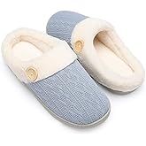 Chantomoo Womens Slipper Warm Comfy Memory Foam House Slippers Knitted Shoes Faux Fur Lined Anti-Skid Rubber Sole Bedroom Cozy Indoor Outdoor Slippers