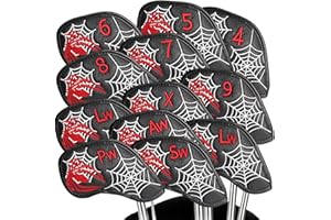 FINGER TEN Premium Synthetic Leather Stylish Iron & Wedge Golf Head Covers Value 12 Piece Set, Embroidered Labels & Fits Most
