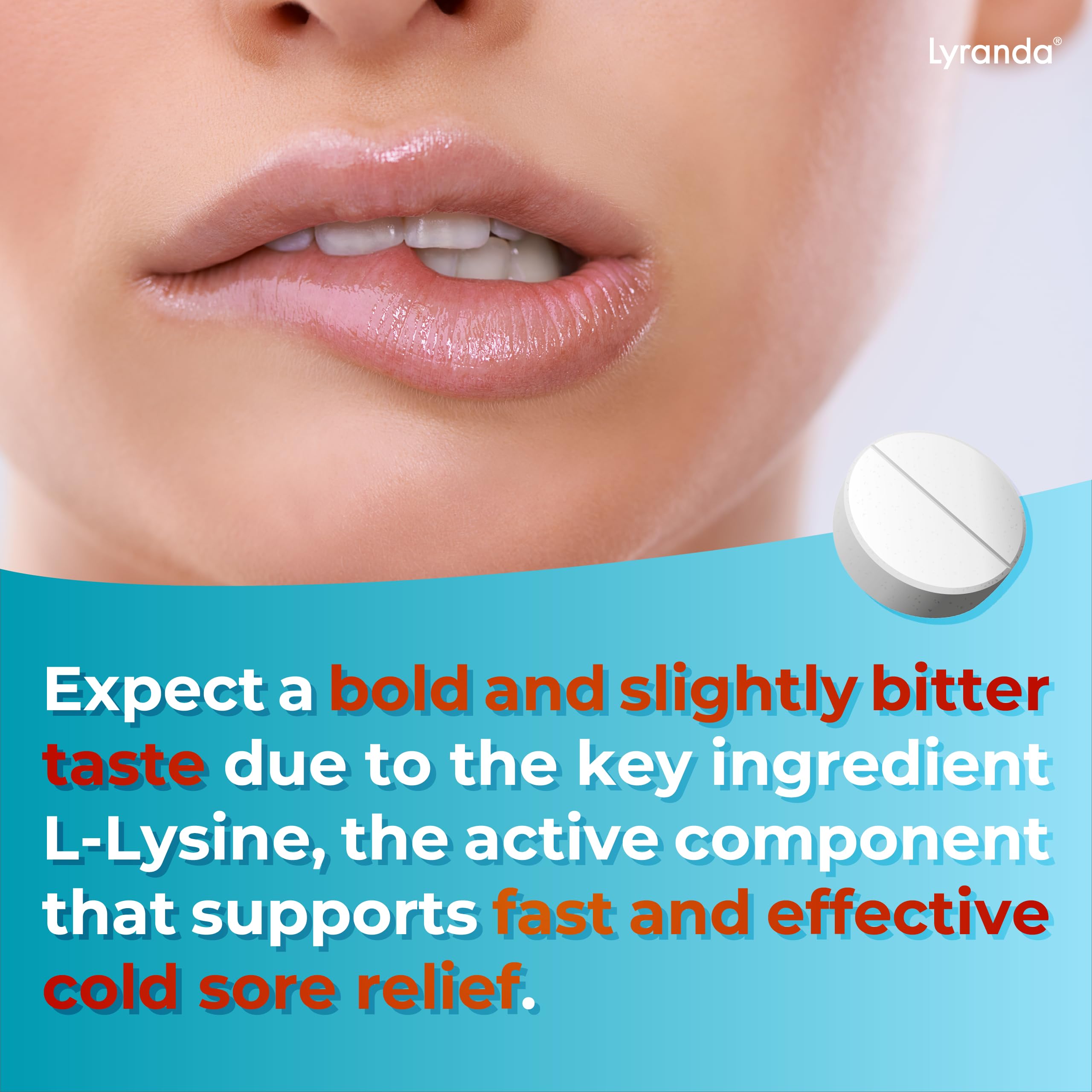 Lyranda® - Lysine Cold Sore Treatment - Chewable L-Lysine Tablets - Faster Absorption and Better Hygiene